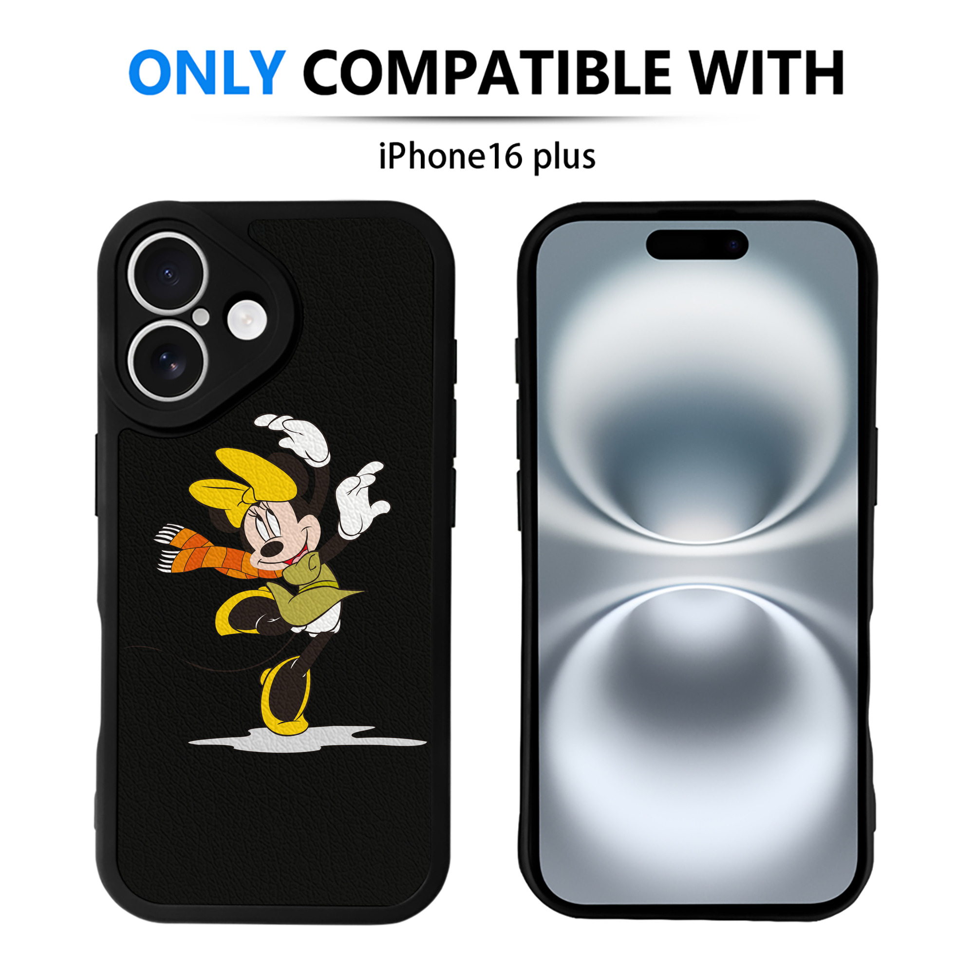 （画像用） ミッキーマウス Mickey Mouse 【iPhone 16シリーズ対応】シリコンスマホケース（レザー調） 材質：シリコン